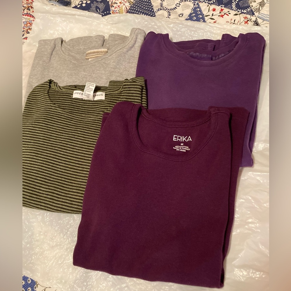 Set of four ladies size medium pull over tops